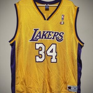 Vintage Champion Lakers O’neal Gold and Purple Jersey